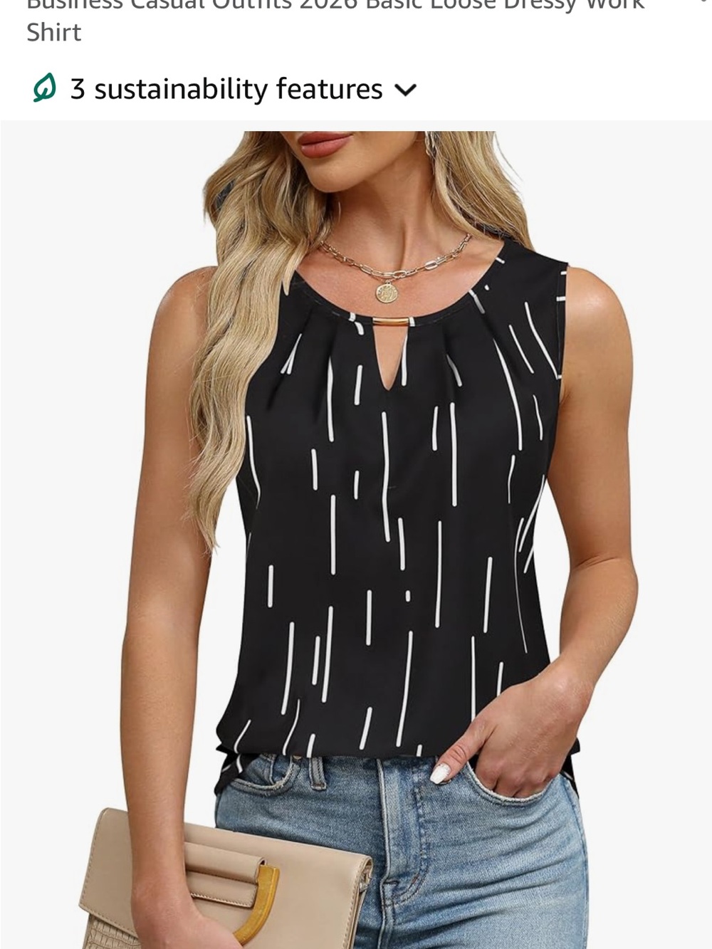 Sleeveless Black & White Keyhole Tank Top - Women